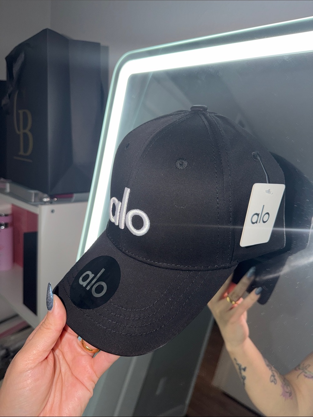 ALO Yoga Black Kids Hat with White Embroidered Logo